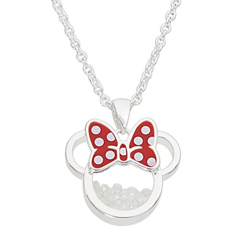 Disney Birthstone Minnie Mouse Silver Plated Shaker Pendant Necklace 