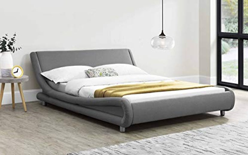 SHA CERLIN Upholstered Sleigh Platform Bed Frame