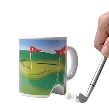 Coffee Mug with Mini Golf Club Pen and Ball