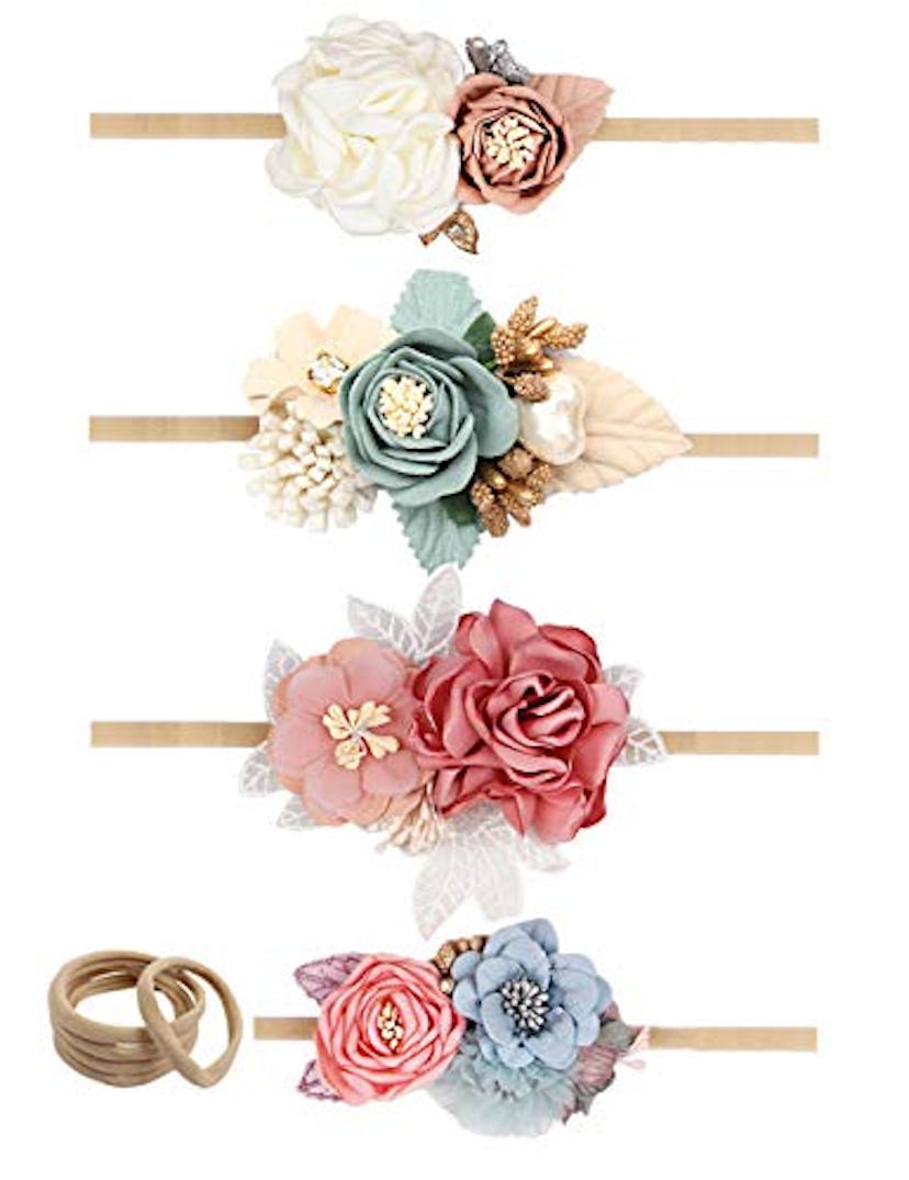 Oaoleer 4 Pack Baby Girls Floral Headbands 