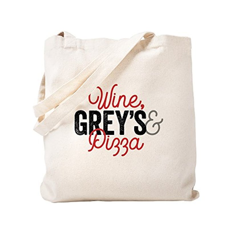 CafePress Wine Grey's & Pizza Natural Canvas Tote