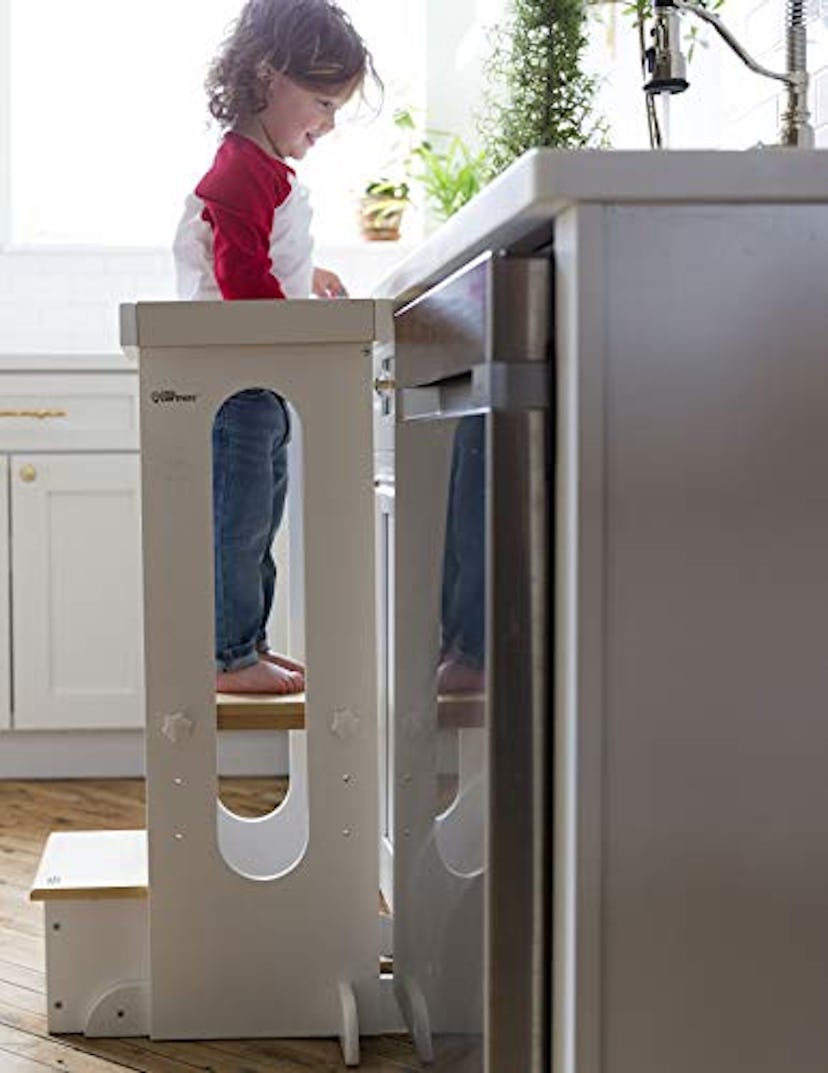 Little Partners Explore n Store Adjustable Height Kitchen Step Stool for Toddlers