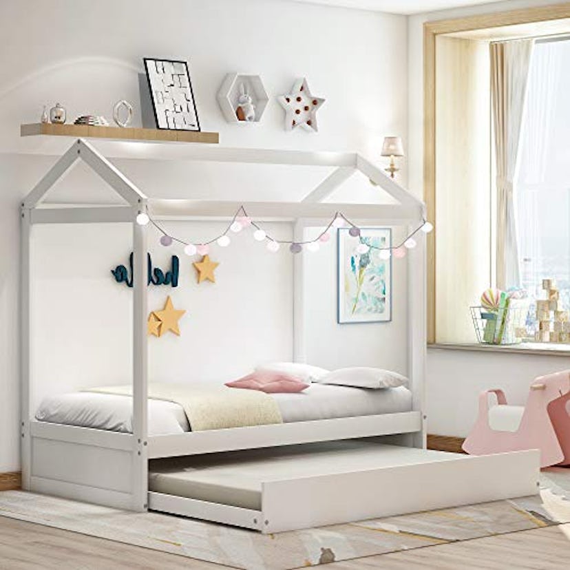 Twin Daybed with Trundle and Roof