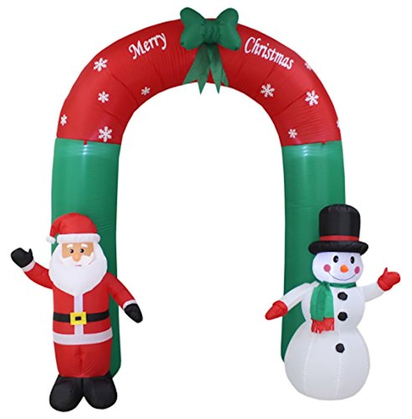 8 Foot Tall Lighted Christmas Inflatable Santa and Snowman Archway