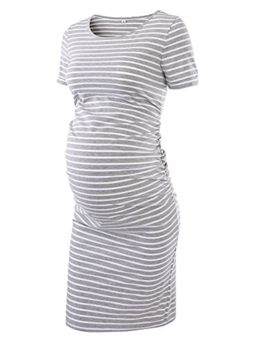 Liu & Qu Women's Maternity Bodycon Ruched Side Dress Casual Short 