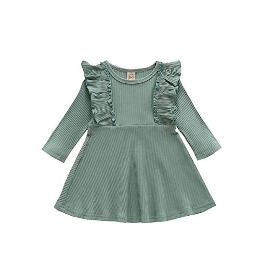 Salmoph Long Sleeve Ruffle Dress