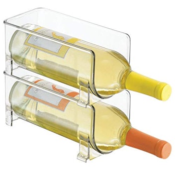 mDesign Plastic Free-Standing Water Bottle and Wine Rack Storage