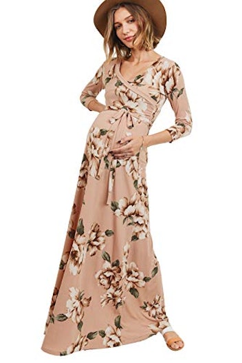 Hello Miz Faux Wrap Maternity Maxi Dress