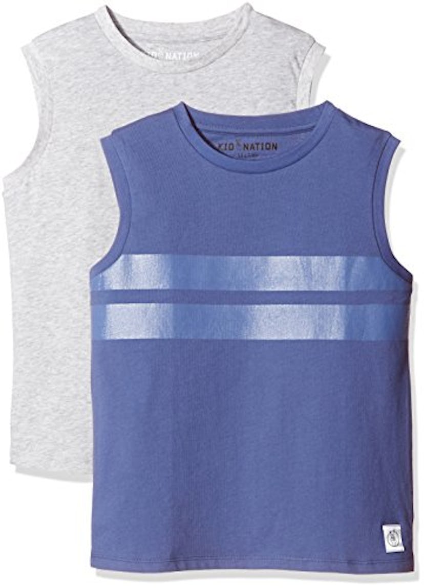 Kid Nation Kids Unisex Sleeveless Crew Neck 2 Packs