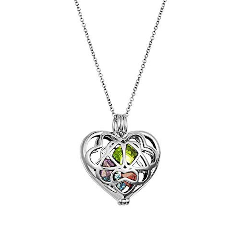 Eve's Addiction Sterling Silver Birthstone Caged Locket