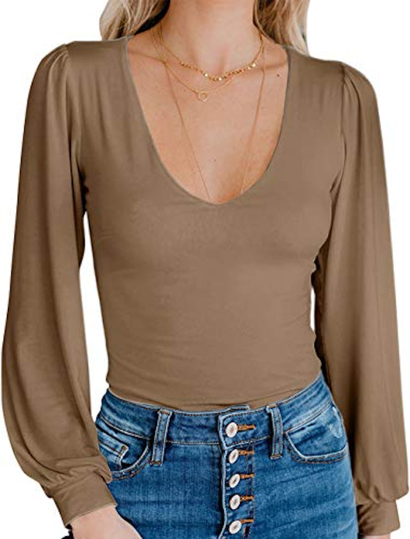 Spadehill Women's V-Neck Long Sleeve Bodysuit