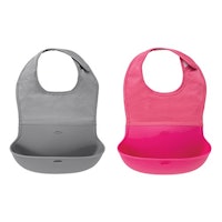 OXO Tot Waterproof Silicone Roll Up Bib with Comfort-Fit Fabric Neck