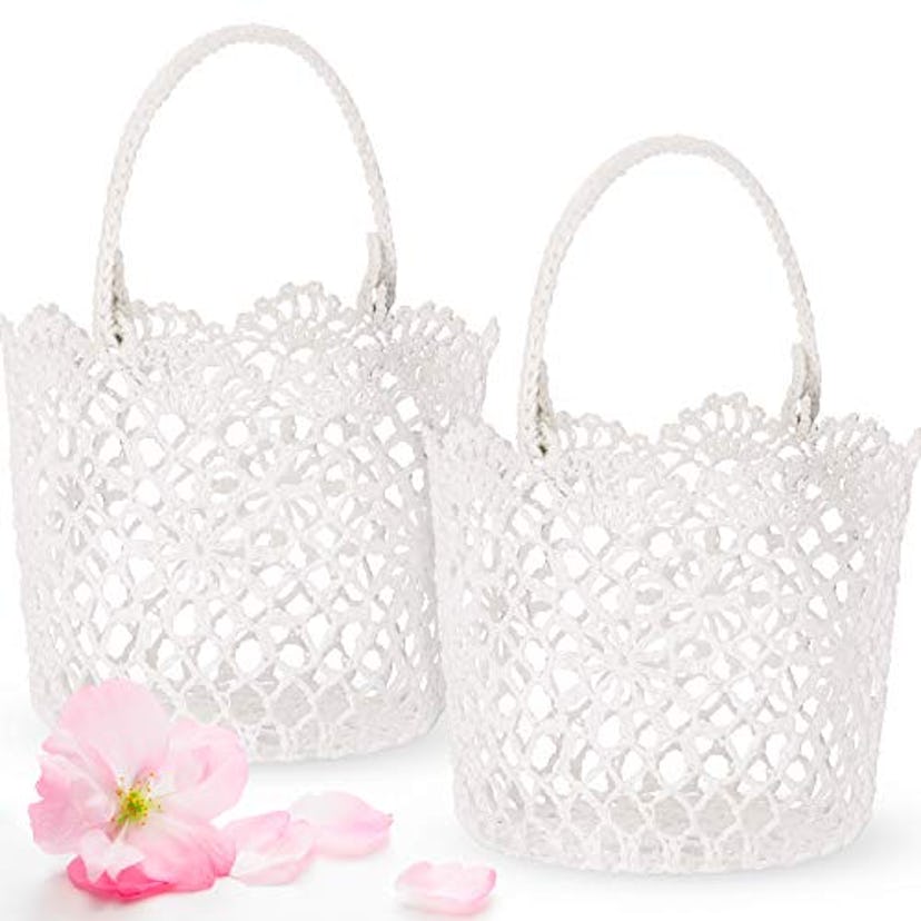 Willbond Two Crocheted White Baskets