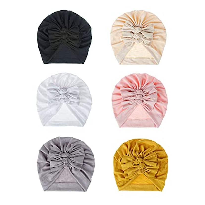 Bestjybt Baby Bow Turban 6 Piece Set