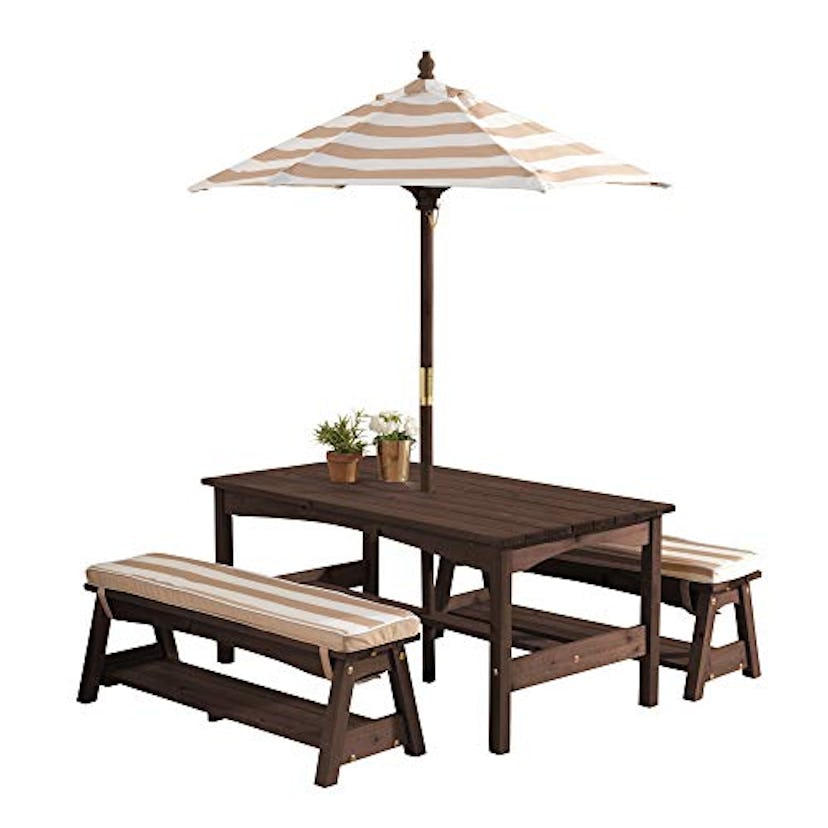 KidKraft 00 Outdoor Table and Bench Set with Cushions and Umbrella