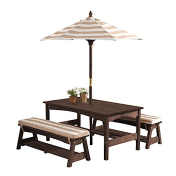 KidKraft 00 Outdoor Table and Bench Set with Cushions and Umbrella
