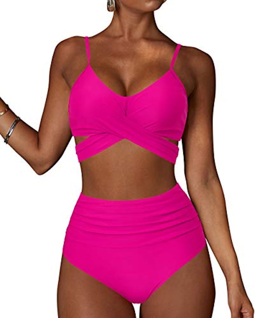 MOOSLOVER High-Waisted Bikini With Criss-cross Push-Up