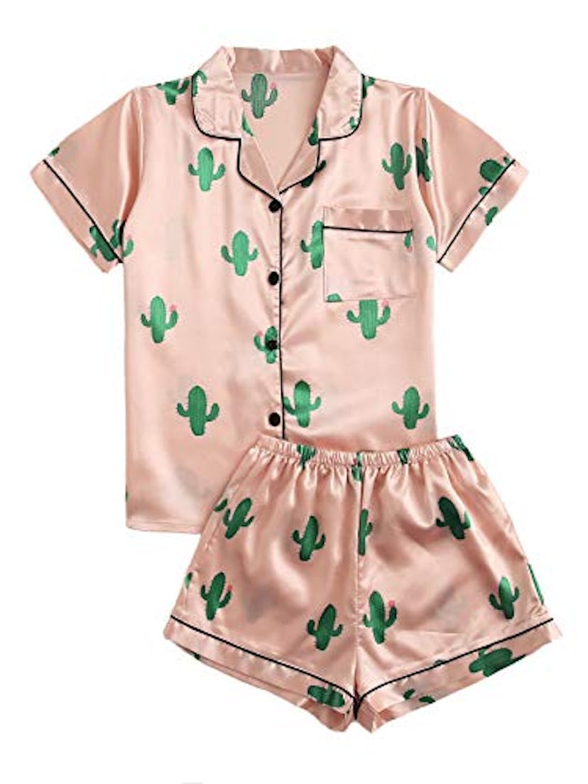 SweatyRocks Women's Satin Pajama Set