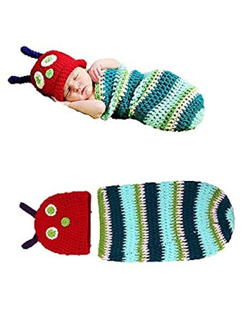 Crocheted  Caterpillar Newborn Outfit