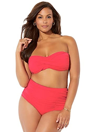 Swimsuits For All Plus-Size Valentine Ruched Bandeau Bikini Set