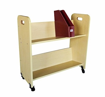 FixtureDisplays Wood Book Cart Library Cart