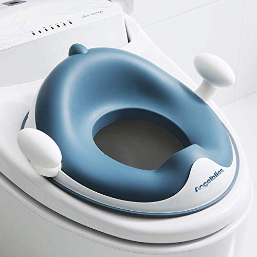 Potty Training Seat for Toddlers Toilet Seat Kids Potty Trainer Seats with Soft Cushion Handles for Round Oval Toilets Double Anti-Slip Design and Splash Guard for Boys and Girls White