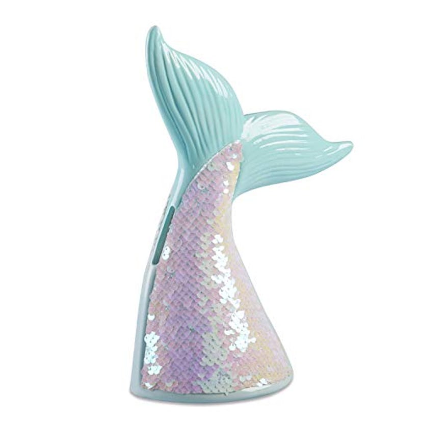 Baby Aspen Reversible Sequin Mermaid Tail Porcelain Piggy Bank