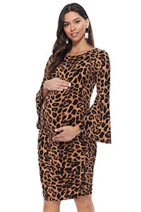 My Bump Maternity Ruched Dress With Bell Sleeve
