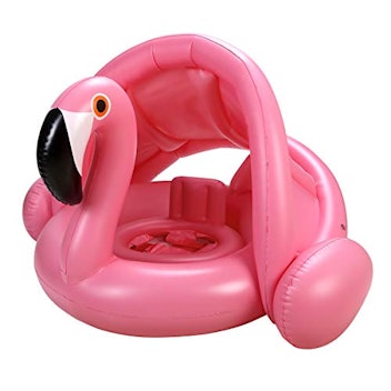iefoah Flamingo Baby Pool Float with Canopy