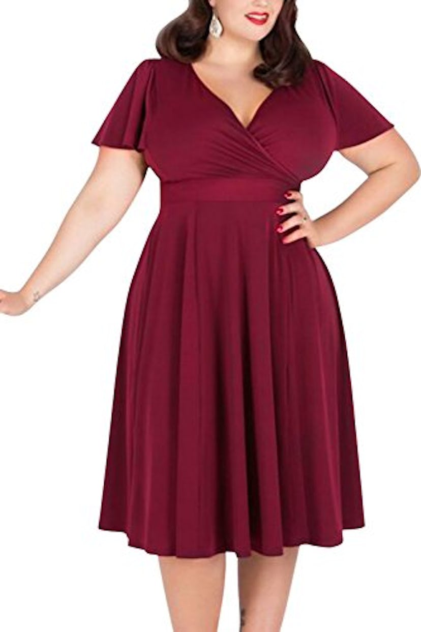 Nemidor Women's V-Neckline Plus Size Bridesmaid Dress