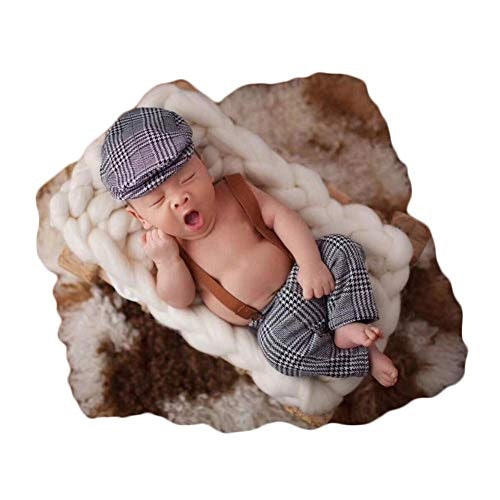 Baby Photography Props Newborn Boy Photo Shoot Outfits Infant Gentleman Suit Lattice Outfit Set 