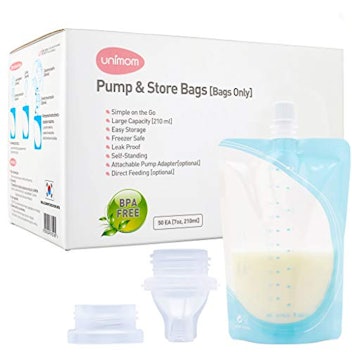 Unimom Twist Top Breastmilk Storage Bags + Universal Adapter (50 count)