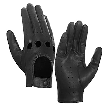 Harssidanzar Luxury Italian Lambskin Leather Womens Driving Gloves