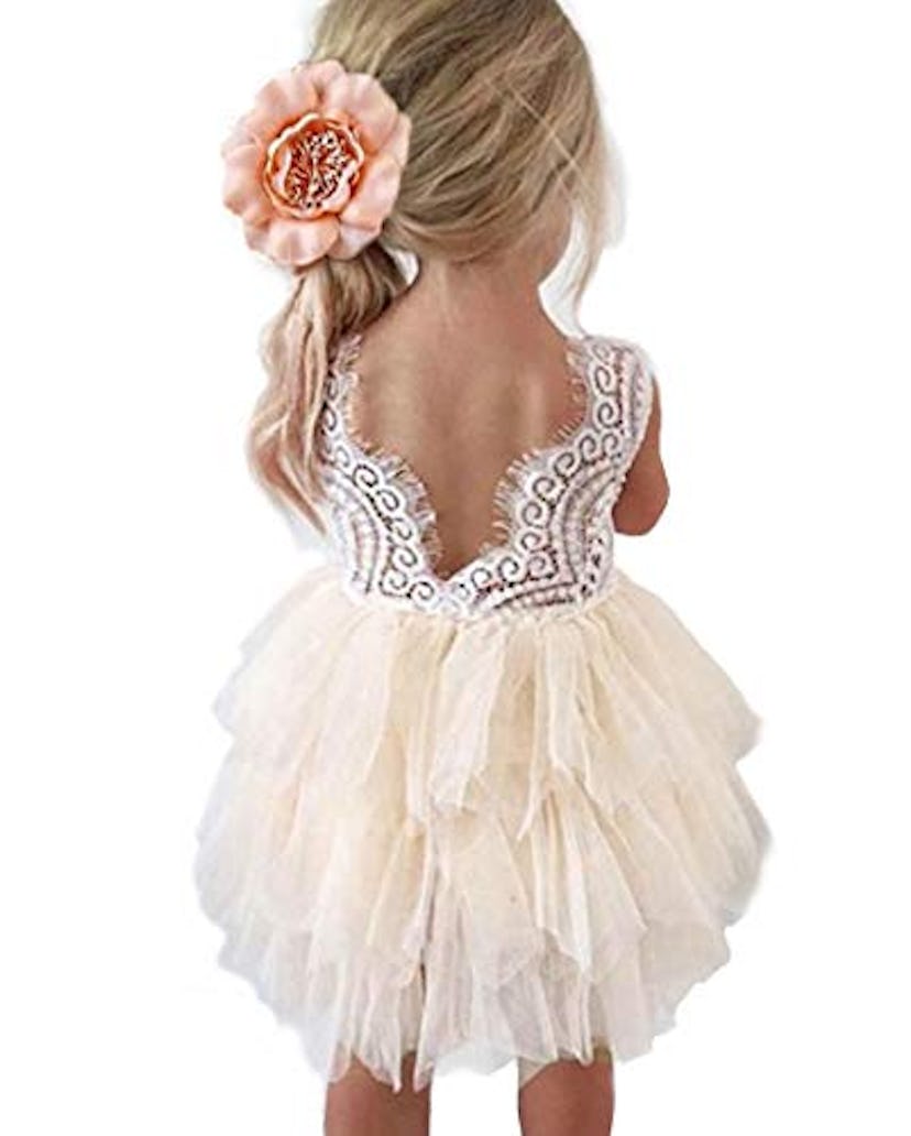 Topmaker Backless A-line Lace Dress