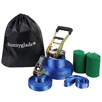 Sunnyglade 50-Foot Slackline Kit With Training Line 