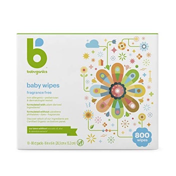 Babyganics Unscented Baby Wipes (10 packs of 80)