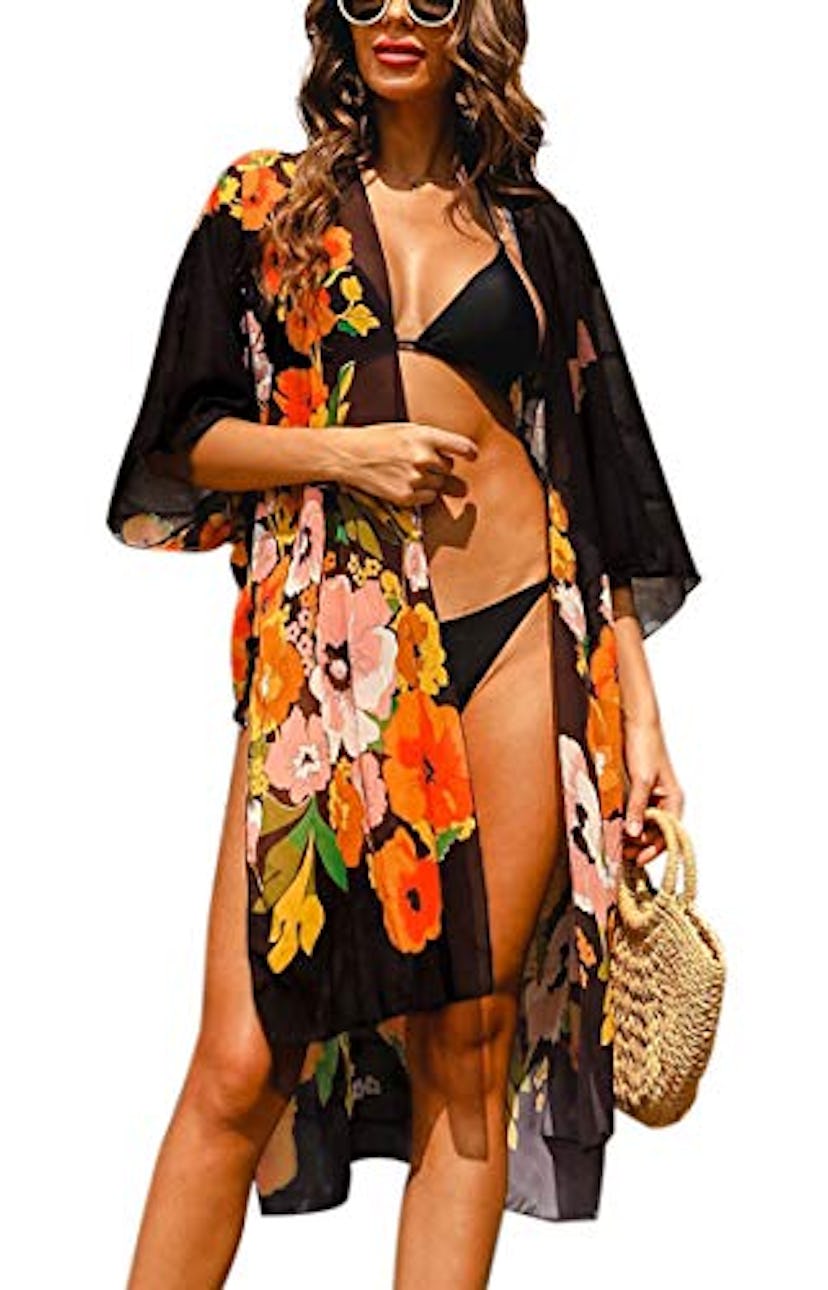 Hibluco Women's Floral Kimono Cover-Up