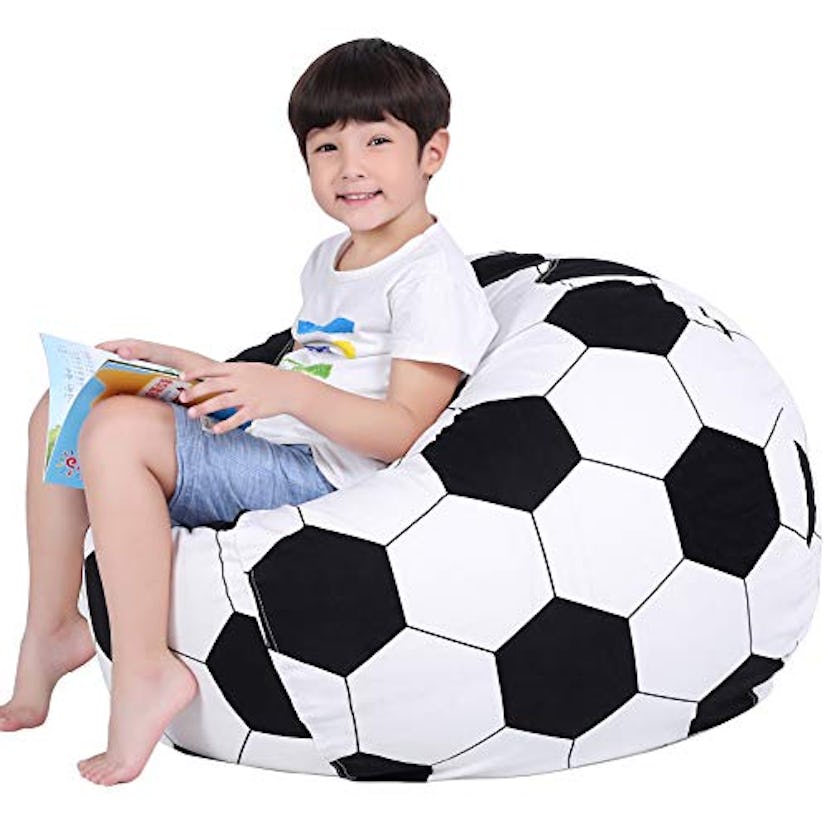 Lukeight Stuffed Animal Storage Bean Bag Chair Cover for Kids