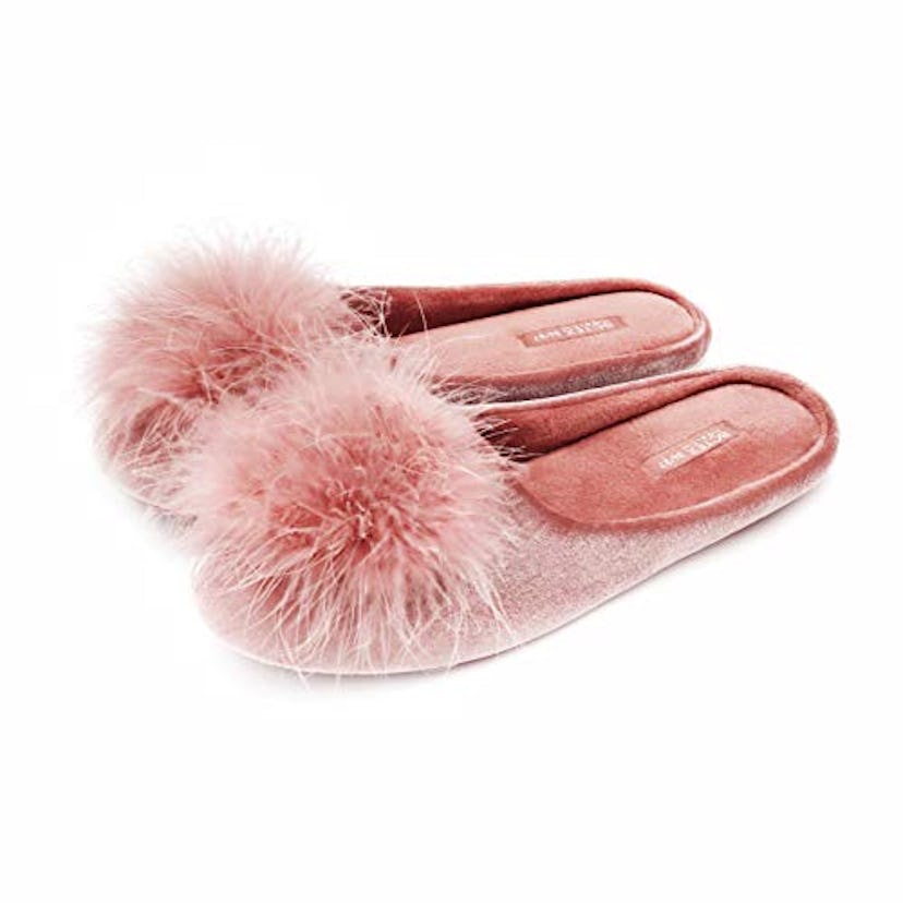 BCTEX COLL Velvet Pom Pom Slipper