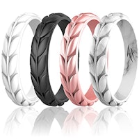 Zollen Olive Leaves Silicone Wedding Rings for Women