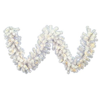 Pre-lit Wispy Willow White Artificial Christmas Garland 