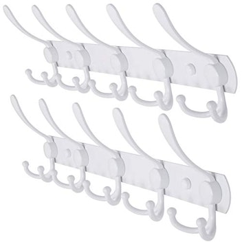 Dseap Wall Mounted Coat Rack with 5 Tri-Hooks for Organization