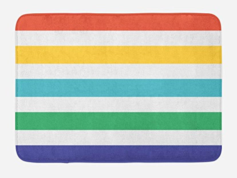 Ambesonne Rainbow Striped Bath Rug