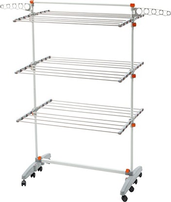 idee Foldable Rolling 3-tier Clothes Laundry Drying Rack