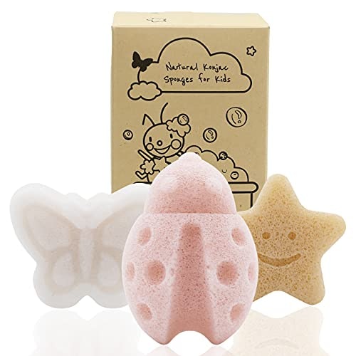 Limeow Kids & Baby Bath Sponges for Cleaning Kids & Baby Bath Sponge Bathing Product Washing Sponge Fruit Bath Sponge for Kids Scrubbers Bathing Tools for Children Fruit Shape 4 Pack