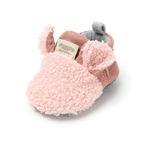 Baby Girls Cute Pink Zebra Design Super Cosy Fleece Slipper Bootees 0-12 Months 