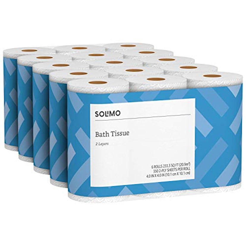 Solimo 2-Ply Toilet Paper, 6 Count (Pack of 5)