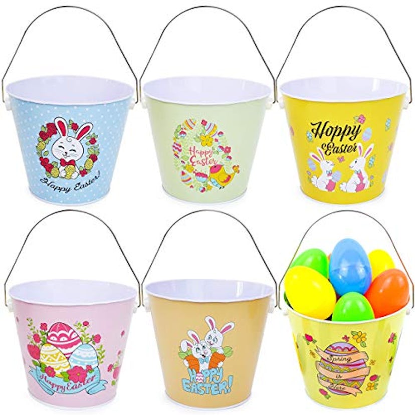 JOYIN Easter Metal Buckets (6-Pack)