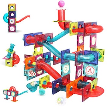 LUKAT Magnetic Tiles, 125 Piece Pipe Magnetic Blocks for Toddlers