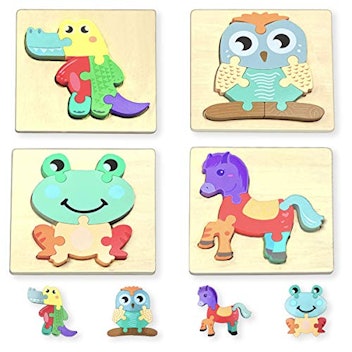 Anditoy Wooden Jigsaw Puzzles (4-pack)